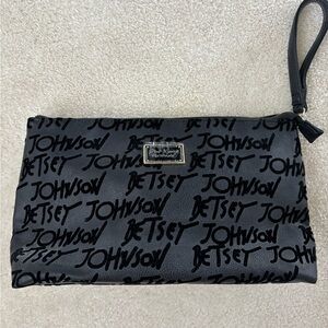 Betsy Johnson large logo Clutch with wristlet strap